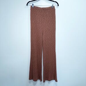 Free People Beach Burnt‎ Orange Heathered Ribbed Wide Leg Pants Size Small